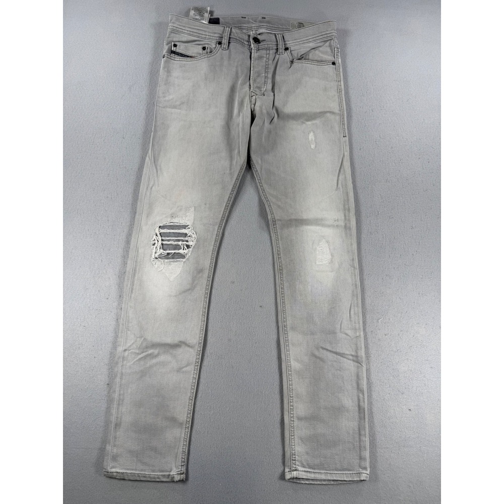 Y2k Diesel Tepphar Slim-Carrot Distressed Gray Jeans Mens 29x30 0687W Stretch